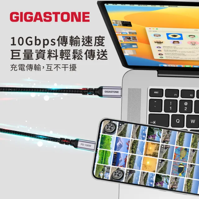 【Gigastone 立達國際】5入組 TypeC 100W 4K USB3.2 Gen2充電傳輸編織線 (iPhone17快充)
