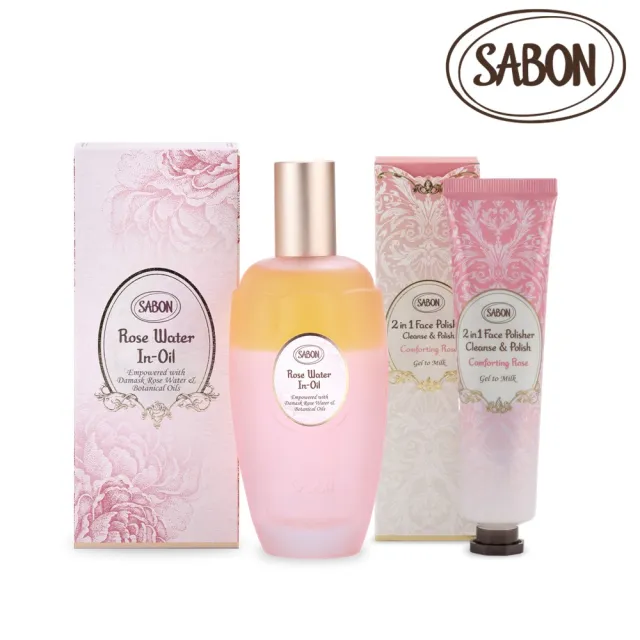 【SABON】官方直營 光燦美肌保養組(大馬士革玫瑰有機光燦活膚水150ml+珍萃玫瑰臉部磨砂膏60ml)