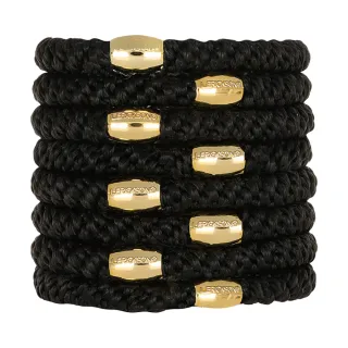【L. ERICKSON 官方旗艦】粗版 彈力髮圈 8入 〈經典黑／金珠〉
