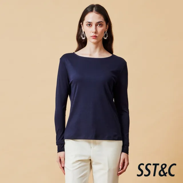 【SST&C】女裝 夜幕藍船型領長袖T-SHIRT-825212192022(換季55折)