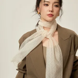 【HaNA 梨花】巴黎女人穿搭秘密 法式輕透雪紗細碎波點絲巾(巴黎穿搭 雪紗 絲巾)