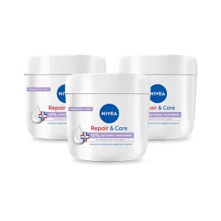 【NIVEA 妮維雅】新品上市★極潤低敏修護乳霜-無香版400mlx3入(舒緩乾癢/臉部身體乳霜/敏感肌)