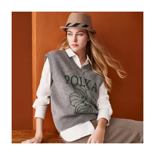 【Le Polka】花卉羊毛針織背心-女