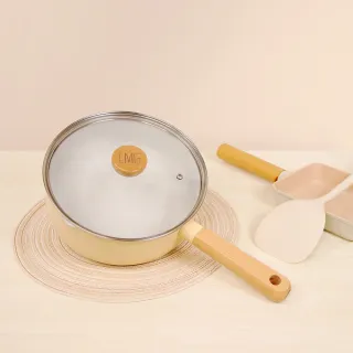 【LMG】MOMO獨家｜Creamy系列不沾雪平鍋附蓋22cm-IH爐可用鍋(不沾鍋 適用各種爐具)