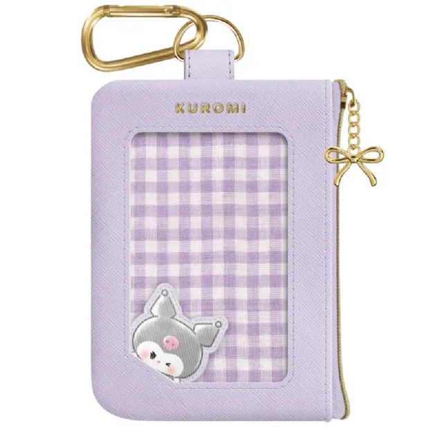 【小禮堂】雙11 Sanrio 三麗鷗 皮質票卡零錢包吊飾 格紋款 大耳狗 酷洛米 美樂蒂 Kitty(平輸品)