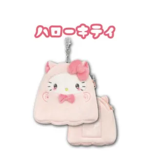 【小禮堂】雙11 Sanrio 三麗鷗 絨毛造型伸縮票卡套 貓咪幽靈款 Kitty 美樂蒂 帕恰狗 漢頓(平輸品