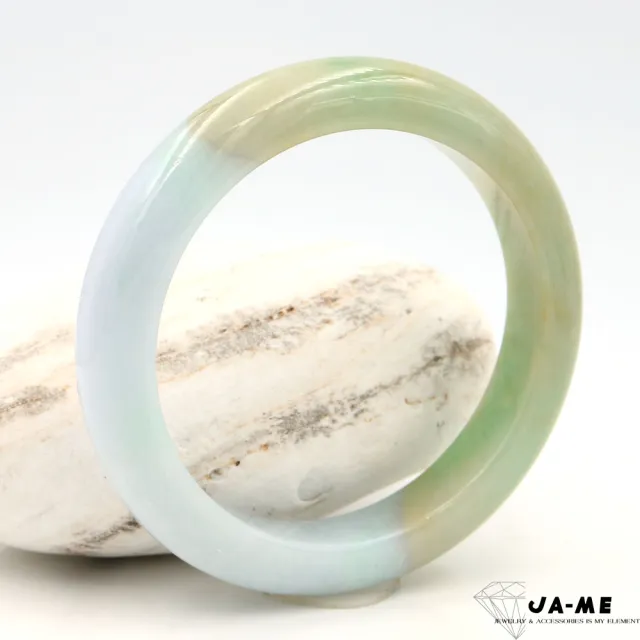 【JA-ME】天然A貨翡翠三彩飄陽綠半山半水玉鐲#18-18.5