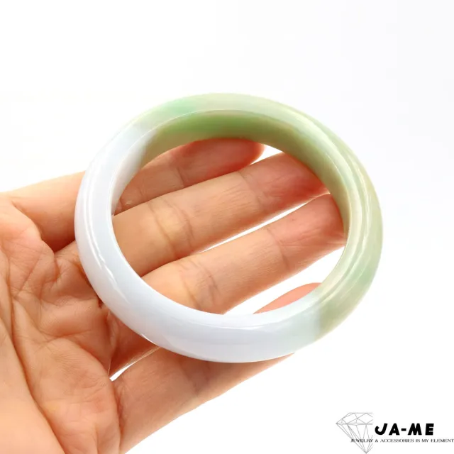【JA-ME】天然A貨翡翠三彩飄陽綠半山半水玉鐲#18-18.5