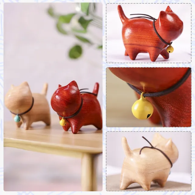 【LEEHER】木雕貓咪/家居擺飾/檀木木雕/檀木擺設/療癒小物/裝飾品/擺件/可愛木雕/貓咪擺件/桌面裝飾/