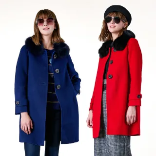 【KeyWear 奇威名品】高人氣極暖質感皮草毛領/羊毛長大衣(多款可選)