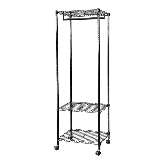 【dayneeds 日需百備】輕型 60x45x180cm 烤漆三層單桿衣櫥(附輪衣櫥/掛衣架/收納架/層架/鐵架)