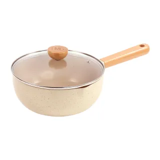 【LMG】香草系列IH不沾雪平鍋22cm附玻璃鍋蓋-IH爐可用鍋(不沾鍋 適用各種爐具 附鍋蓋)