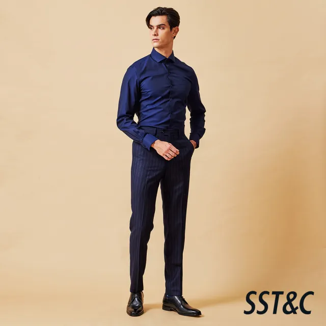 【SST&C】男裝 米蘭系列藏青直條紋修身版西裝褲-825211022041(換季65折)