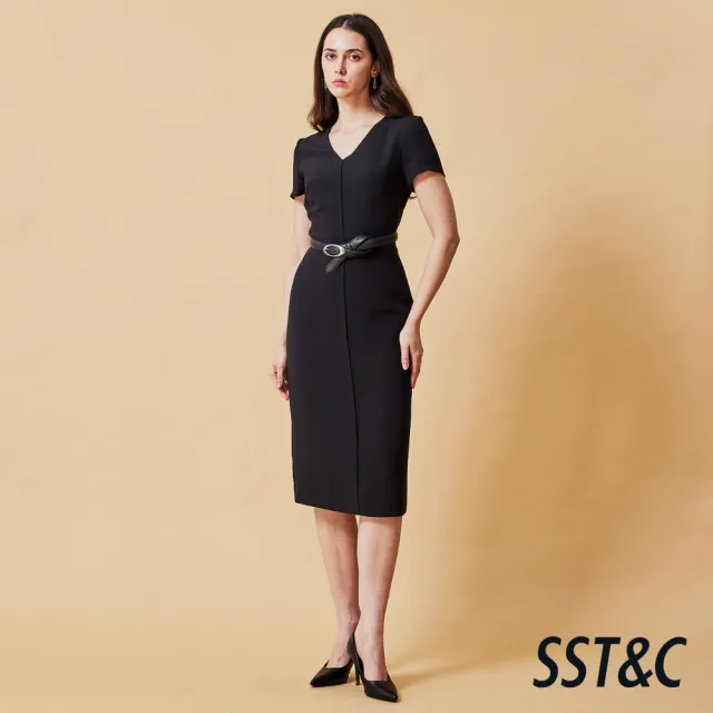 【SST&C】女裝 V領修身剪裁長洋裝－黑-825212202021(換季55折)