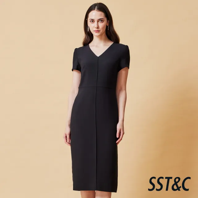 【SST&C】女裝 V領修身剪裁長洋裝－黑-825212202021(換季55折)