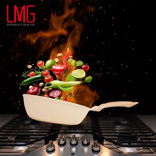 【LMG】香草系列IH不沾鑄造炒鍋30cm無蓋-IH爐可用鍋(不沾鍋 適用各種爐具)