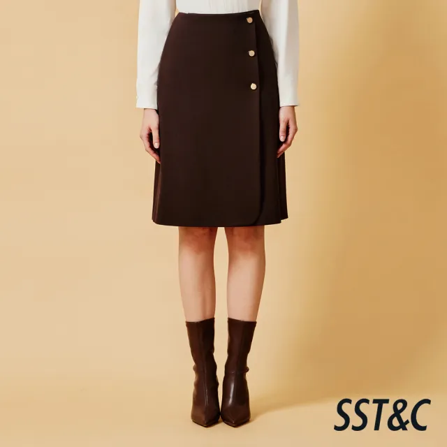 【SST&C】女裝 羊毛混紡A字單片裙-可可棕-825212212032(指定單品快閃價)