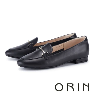 【ORIN】真皮輕柔馬銜釦樂福平底鞋(黑色)
