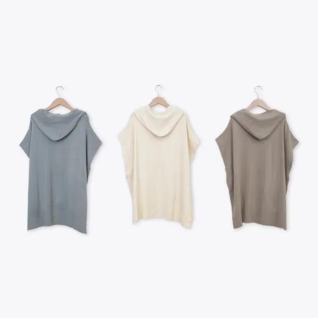 【MOSS CLUB】休閒連帽斗蓬針織上衣(杏 駝 灰/魅力商品)