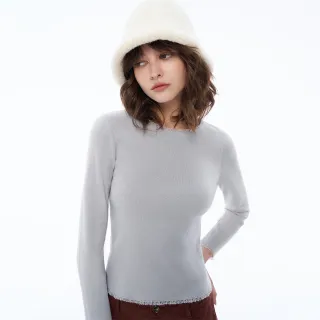 【MOMA】柔軟毛邊抽鬚羊毛短版針織上衣(兩色)