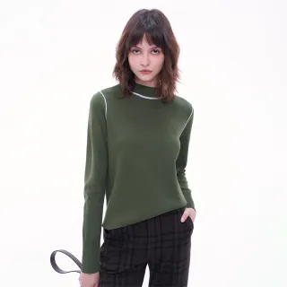 【MOMA】跳色包芯紗小立領開衩針織上衣(兩色)