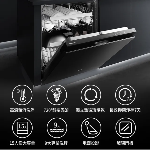 【Panasonic 國際牌】嵌入式自動洗碗機NP-2KTBGR1TW贈亮碟洗劑組SP-PL02(不含安裝 不含門板 保固一年)