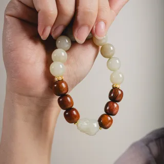 【天天水晶 TINGTING】和田玉 檀木 11mm 設計款水晶手鍊(保平安增強氣場 A110015)