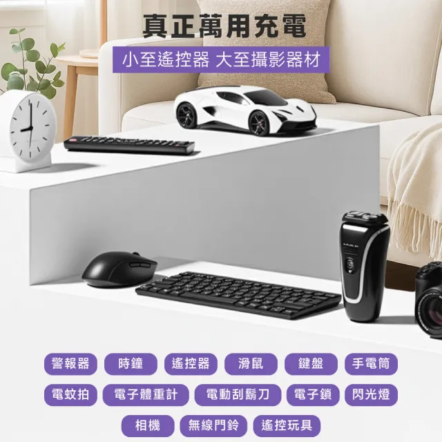 【POLYBATT】3號AA/4號AAA 可充式鋰電池+專用液晶顯示充電器(8顆電池)