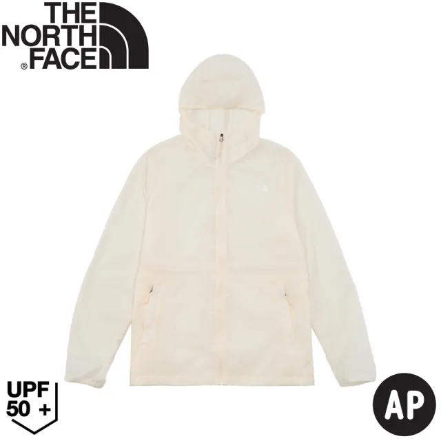 【The North Face】女 防曬可收腰防風外套AP《沙丘白》8C13/登山/抗UV/休閒/防曬/防風