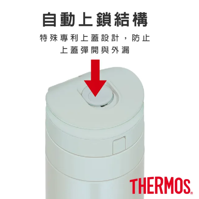 【THERMOS 膳魔師】momo獨家專售不鏽鋼超輕量自動上鎖真空保溫瓶保溫杯450ml(JNS-455)