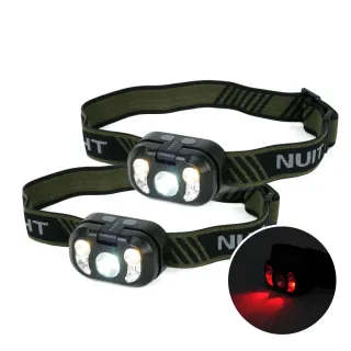 【NUIT 努特】浣熊 LED三光源感應頭燈 賞螢火蟲必備 揮手感應 多模式照明 USB充電頭燈(NTL97-兩入)