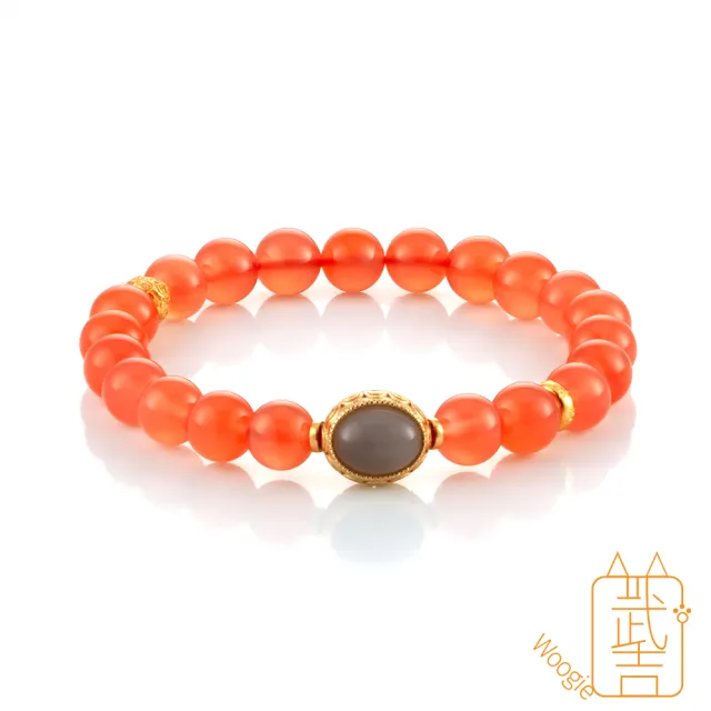 【Woogie武吉珠寶】冰紅南紅瑪瑙和田玉手鍊(煙紫8mm)