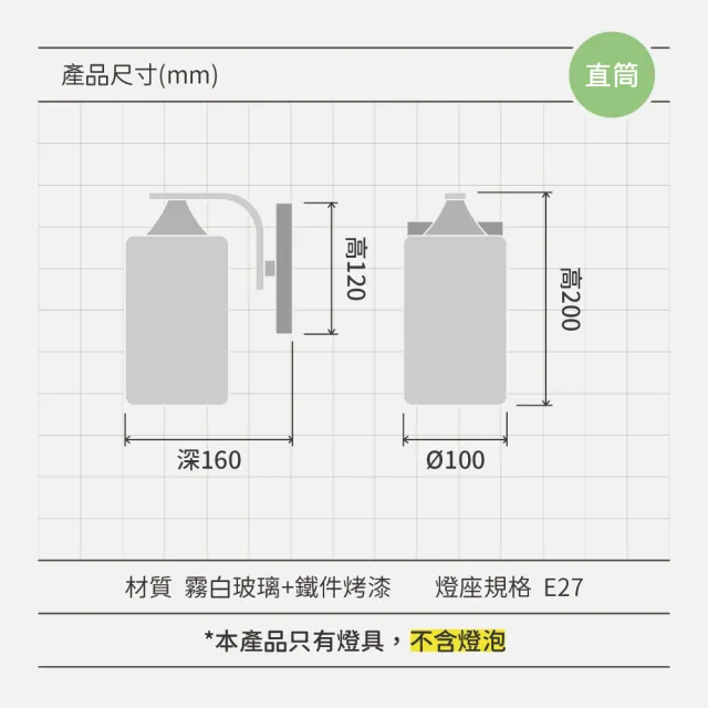 【金亮】美式玻璃壁燈｜E27燈座 金屬玻璃質感(不含燈泡、玄關燈、走廊燈、床頭燈、玻璃燈罩、美式復古)