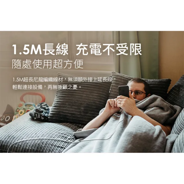 【YOMIX 優迷】3入組★1.5M USB-C to USB-C 60W編織快充充電傳輸線(筆電/Android/Switch/支援iphone18快充)