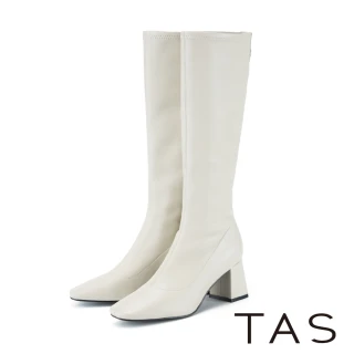 【TAS】彈力羊皮細筒高跟長靴(米白)