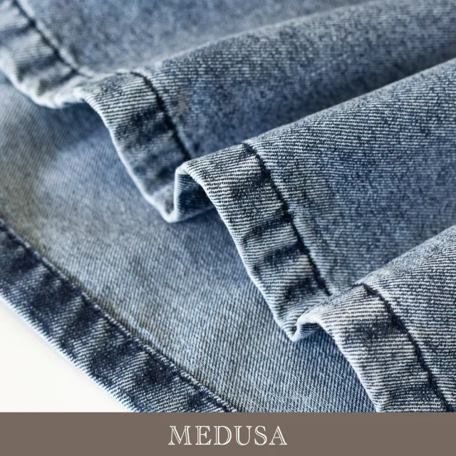 【MEDUSA 曼度莎】現貨-率性牛仔拼接連帽休閒洋裝（M-XL）｜連帽洋裝 牛仔拼接 韓系穿搭(701-72606)