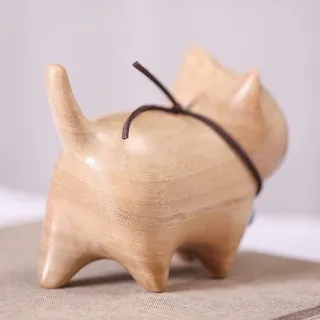【LEESA】開運家飾\禪風小物\裝飾品\家居擺飾\檀木擺設\檀木木雕\貓咪擺件\可愛木雕\木雕貓咪\