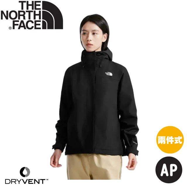 【The North Face】女 DV兩件式防水透氣刷毛保暖外套 AP《黑》8CK3/登山/衝鋒衣/風衣