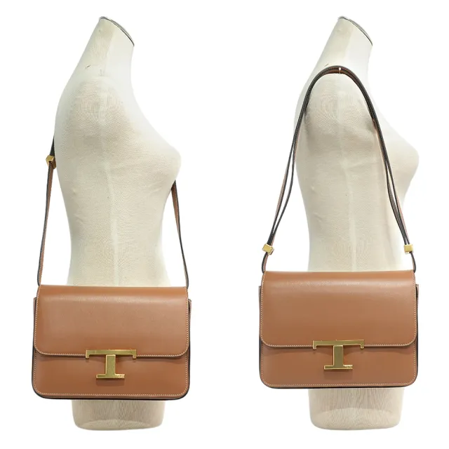 【TOD’S】T Timeless 光滑小牛皮翻蓋二用包_展示品(棕色)