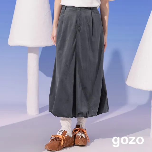 【gozo】燈芯絨花苞長裙(兩色)