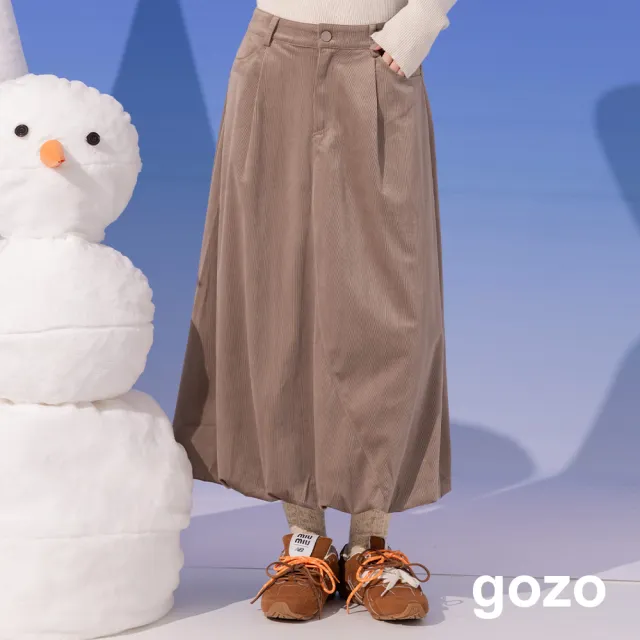 【gozo】燈芯絨花苞長裙(兩色)