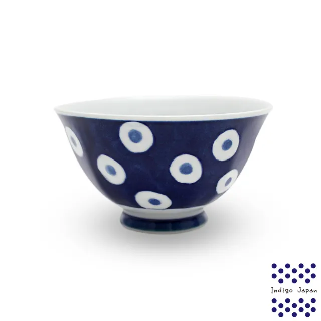 【西海】日本輕量瓷波佐見燒五入飯碗組-藍丸紋(11.5x6.5cm/325ml)