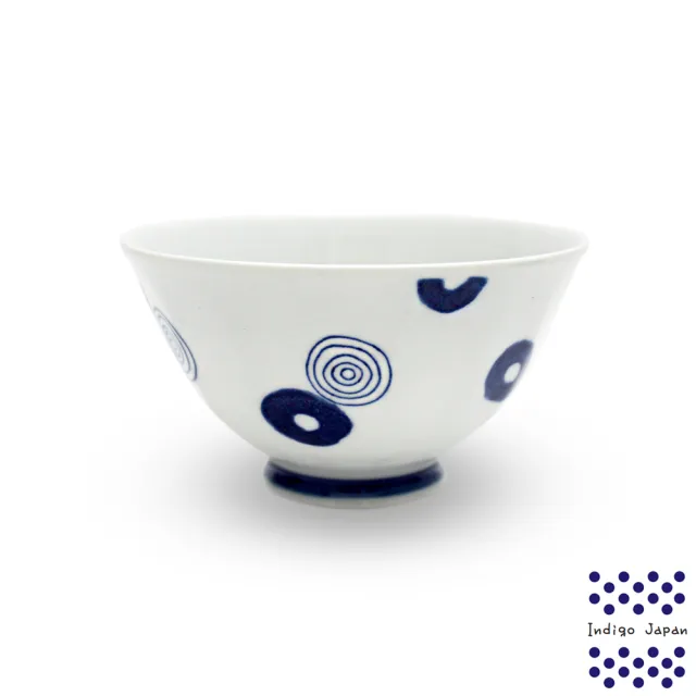 【西海】日本輕量瓷波佐見燒五入飯碗組-藍丸紋(11.5x6.5cm/325ml)