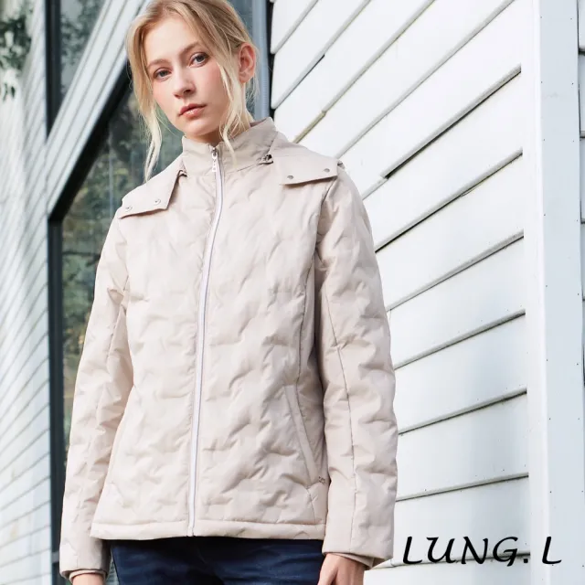 【LUNG.L 林佳樺】LS94C70  暖雪燕麥色輕量女裝鋪棉外套(秋冬新品 加大尺碼 保暖)