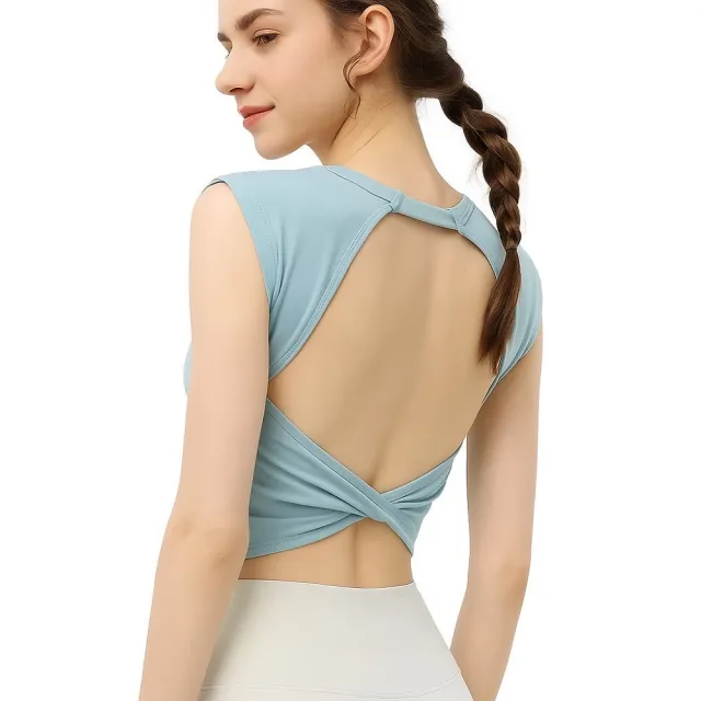 homegym 固定杯瑜珈短版美背運動背心(瑜珈服 瑜珈背心 無鋼圈內衣 健身跑步運動內衣 交叉美背內衣)