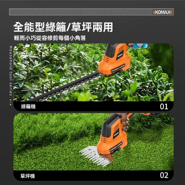 【巧可】電動綠籬修剪機 園藝修剪器 庭院修枝機 採茶葉機 割草機(雙重開關 可調節手柄 單手操作)