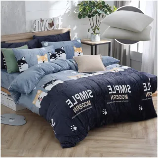 【ISHUR 伊舒爾】贈防蹣抗菌枕2入 法蘭絨兩用毯被床包組(單人 雙人 加大 均價 多款任選)