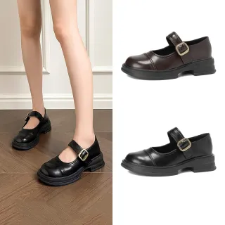 【ChouChou】英倫瑪莉珍小皮鞋-黑/棕 CH2014(瑪莉珍鞋/樂福鞋/小皮鞋/厚底瑪莉珍)