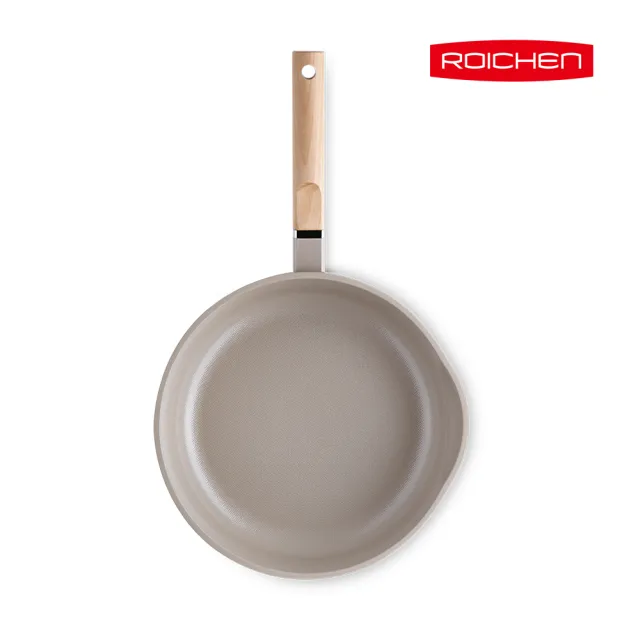 【Roichen】韓國抗菌陶瓷木柄不沾深炒鍋 28cm(IH爐/全火源適用陶瓷塗層不沾鍋)