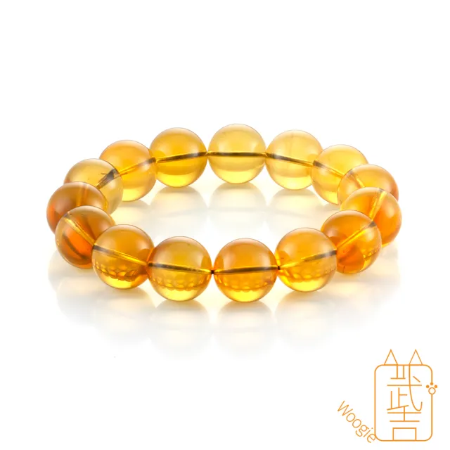 【Woogie武吉珠寶】琥珀蜜蠟精品藍珀手鍊(微粉高藍14mm)